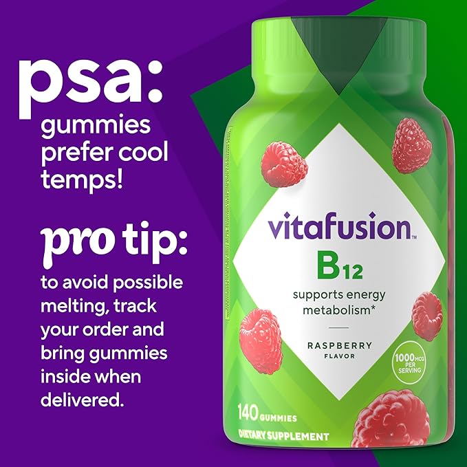Vitafusion ビタミンB12 グミビタミン エネルギー代謝サポート ラズベリー風味 アメリカNo.1グミビタミンブランド 70日分 140粒入り (2個パック)