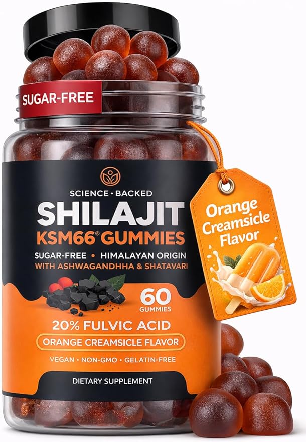 Sugar-Free Himalayan Shilajit Gummies for Men and Women [4000mg - 10:1 Extract] Energy, Focus & Testosterone Booster with KSM 66 Ashwagandha and Shatavari - Non-GMO