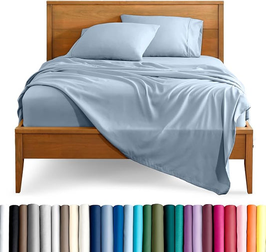 Bare Home King Sheet Set - 1800 Ultra-Soft Microfiber King Bed Sheets - Double Brushed - Deep Pockets - Easy Fit - 4 Piece Set - Bedding Sheets & Pillowcases (King, Dusty Blue)