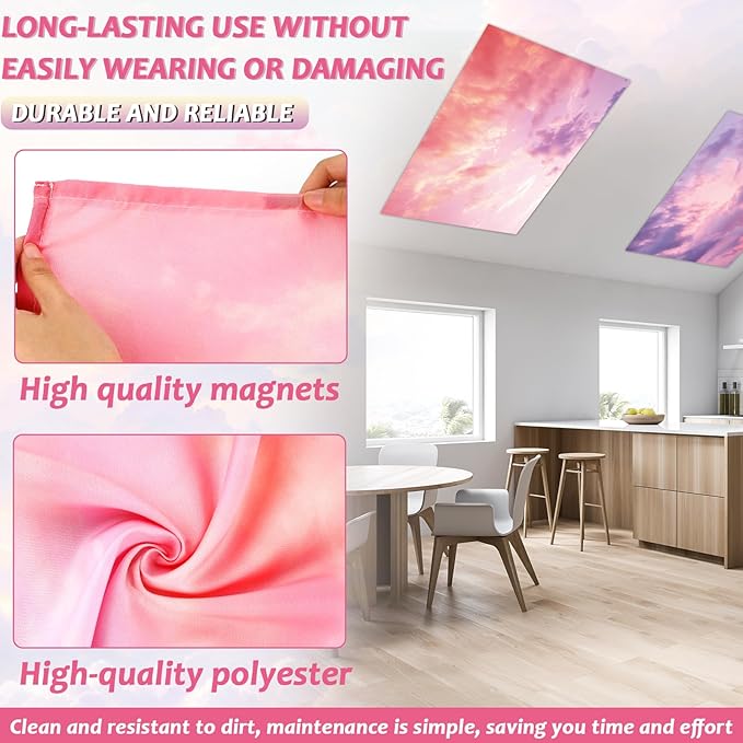 12 Pcs Fluorescent Light Covers with 120 Magnets Decorative for Classroom Ceiling Light 4 x 2 Feet Magnetic Light Covers Filter Easy Install for Office Hospitals & Home Drop Ceiling Supplies(Sunset)