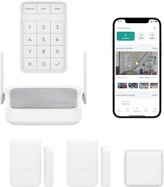 Wyze Home Security System Core Kit with Hub, Keypad, Motion, Entry Sensors (2), and 3 Months of 24/7 Professional Monitoring Included (Service Required) (Renewed)