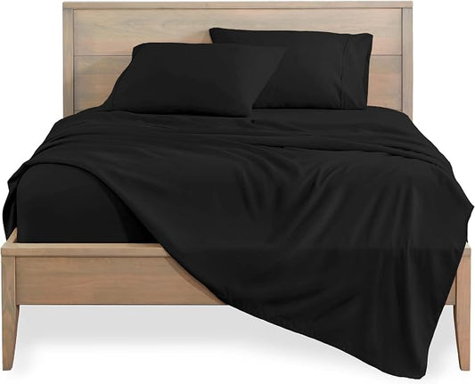 Bare Home Twin XL Sheet Set - 1800 Ultra-Soft Microfiber Twin Extra Long Bed Sheets - Double Brushed - Deep Pockets - Easy Fit - 3 Piece Set - Bedding Sheets & Pillowcases (Twin XL, Black)