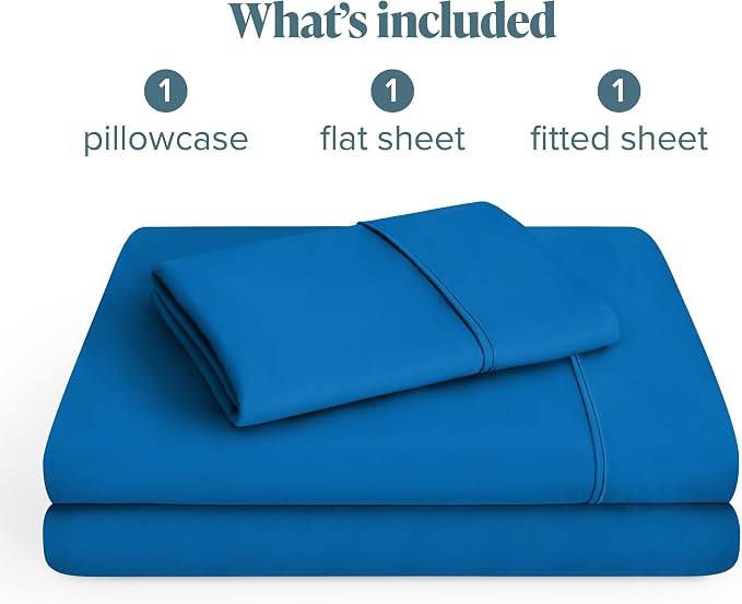 Bare Home Twin Sheet Set - 1800 Ultra-Soft Microfiber Twin Bed Sheets - Double Brushed - Deep Pockets - Easy Fit - 3 Piece Set - Bedding Sheets & Pillowcases (Twin, Medium Blue)