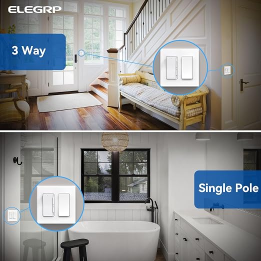 ELEGRP Digital Slide Dimmer Light Switch, Dimmer Switch with Decorative Frameless Design Wallplate for LED/CFL, Incandescent,Halogen Bulbs, Single Pole/3-Way, UL Listed, 5 Pack, Matte White
