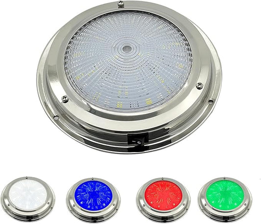 Marine Boat Dome Light,RGBW 5.5" 12V LED Interior Cabin Lights with Toggle Switch, Stainless Steel Surface Mount