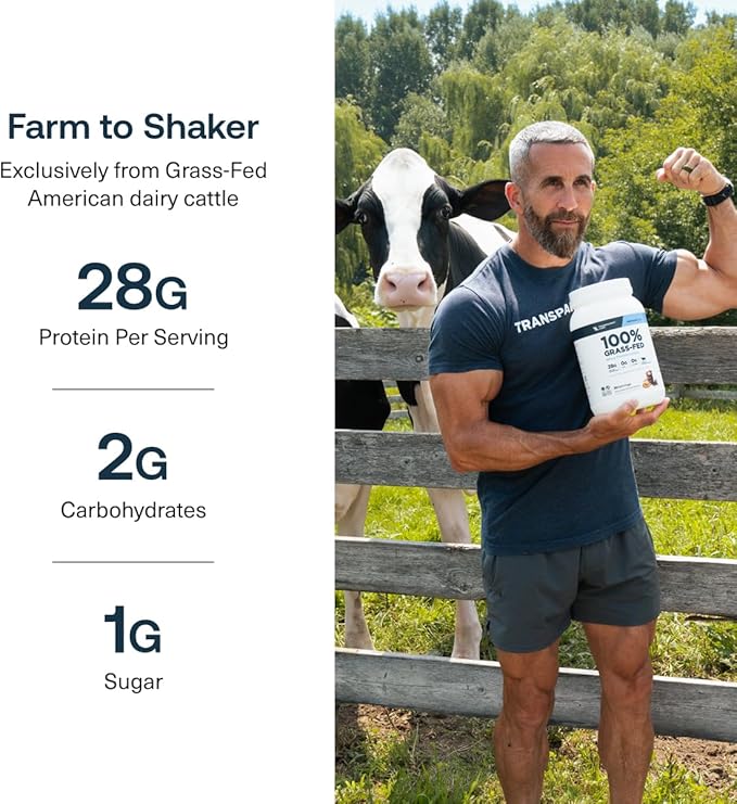Transparent Labs Grass-Fed Whey Protein Isolate - Naturally Flavored, Gluten Free Grassfed Whey Protein Powder w/ 28g Protein per Serving & 9 Amino Acids - 30 Servings, Oatmeal Chocolate Chip Cookie