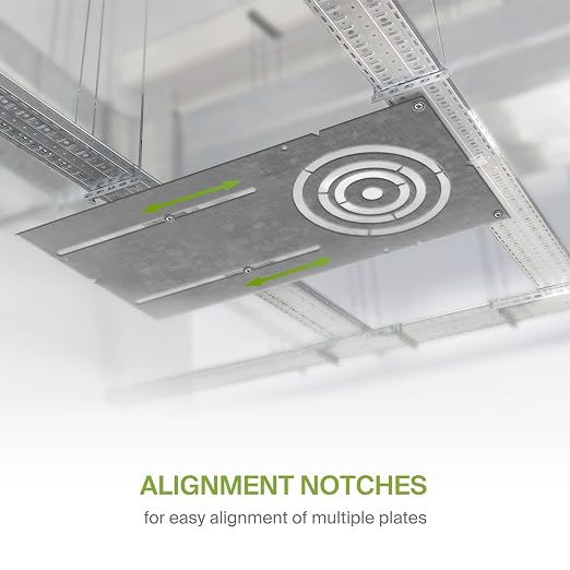 ASD 24 Pack 18 Inch New Construction Mounting Plate Round Hole - 3/4/6 Inch Flat Galvanized Steel Wafer Light Rough In Plate, Universal Light Fixture Mounting Bracket for LED Recessed Lighting
