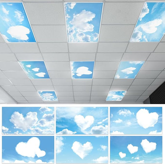 12 Pcs Fluorescent Light Covers with 120 Magnets Decorative for Classroom Ceiling Light 4 x 2 Feet Magnetic Lights Covers Filter Easy Install for Office Hospitals & Home Drop Ceiling Supplies (LOVE)