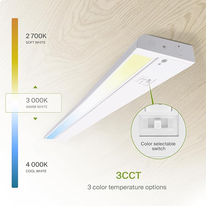 ASD Swivel LED Under Cabinet Lighting Plug in or Hardwired 40 Inch, Dimmable Under Cabinet Lights with High/Low/Off Switch, 3CCT 2700K-4000K, Linkable Under Counter Lights for Kitchen, White, ETL