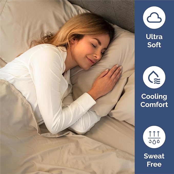 Split King 7 Piece Sheet Set - Comfy Breathable & Cooling - Ultra-Soft Hotel Luxury Bedding Set w/ 8-16 Inch Deep Pockets - 1 Flat & 2 Fitted Sheet & 4 Pillowcases - Wrinkle Free & Easy Care - Cream