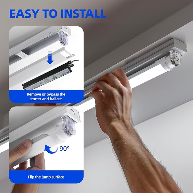 Barrina 4FT LED T8 Type B Light Tube, 24W, 3500LM, 6000K Bright Light, Ballast Bypass, 4 Foot T8 Fluorescent Replacement Tube, Dual-End Powered, T8 T10 T12 LED Replacement, Frosted Cover, 16 Packs
