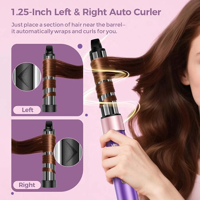 Vincofy 7 in 1 Blow Dryer Brush Set – Hot Air Styler for Fast Drying, Curling, Straightening & Volumizing – Ionic Hair Dryer Brush with 1500W Power – No Heat Damage for All Hair Types – Lilac
