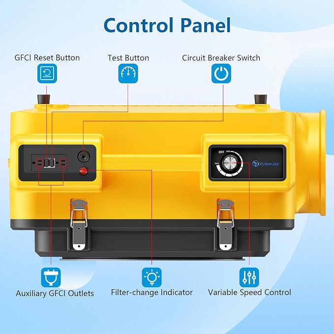 Air Scrubber 600 CFM with 4-Stage Filtration, Stackable Negative Air Machine for Home, Industrial and Commercial Use, Water Damage Restoration Equipment, Airborne Cleaner HEPA Scrubber with 4 Filters
