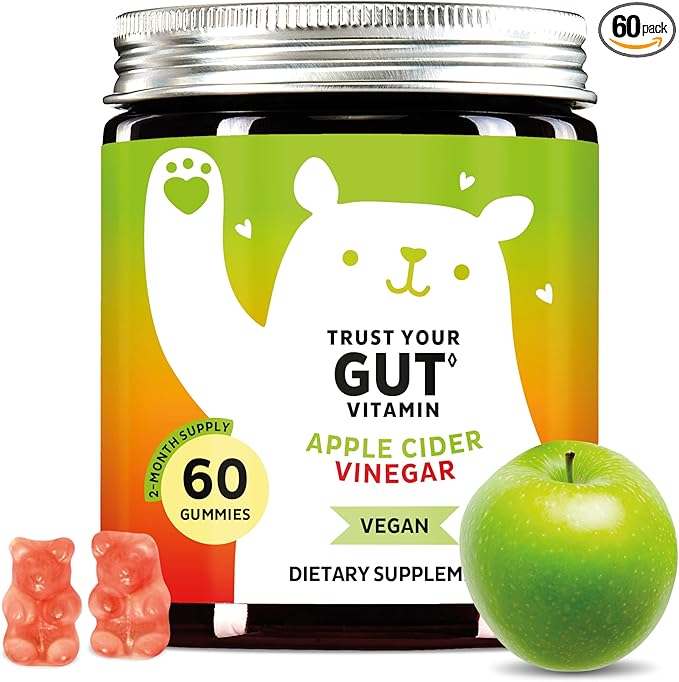 Bears with Benefits アップルサイダービネガーグミ – ビタミンB6、B12、ヨウ素、葉酸配合、代謝＆デトックスサポート – ヴィーガン。おなかのバランスを整える（グミ60粒）