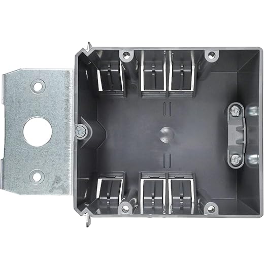 Adjustable 2-Gang Electrical Box for New Construction – Heavy-Duty Grey PVC Switch & Outlet Box with Metal Bracket, ETL Listed Junction Box for Switches, Outlets & Wiring Projects