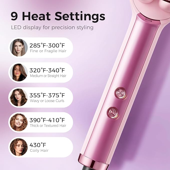 Ufree Hair Straightener Brush, Double Row Negative Ion Hot Comb for Women, 9 Temps Fast Heating 430°F LED Display, Anti Frizz, Works on Natural Curly Thick Hair, Dual Voltage Travel Ready