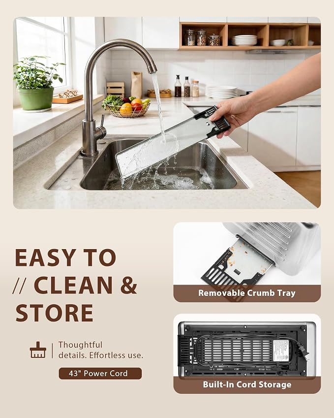 4 Slice Long Slot Toaster with Touchscreen, Memory Function, Extra Wide Slots for Bagels & Artisan Bread, Digital Timer, Reheat & Defrost, Slim Stainless Steel