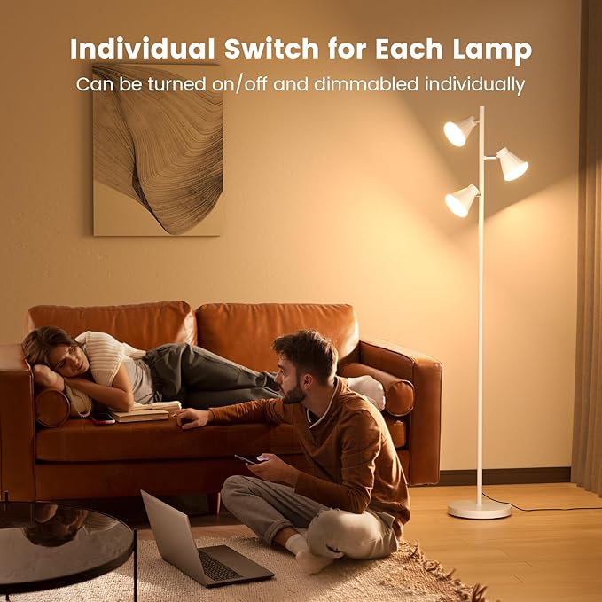 SIBRILLE 36W LED Tree Floor Lamp, Dimmable Tall Standing Lamp with Remote & Touch Control, 4 Color Temperatures Bright Floor Lamp, 3 Rotatable Light Modern Floor Lamps