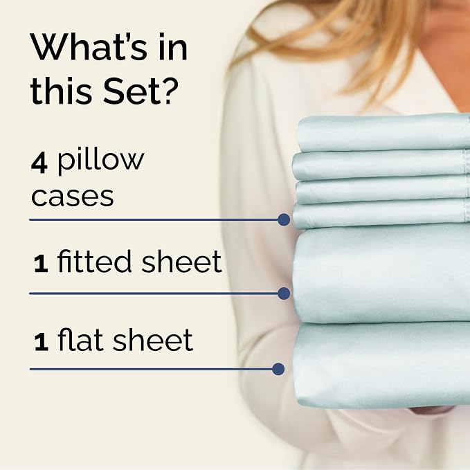 Cal King 6 Piece Sheet Set - Comfy Breathable & Cooling - Ultra-Soft Hotel Luxury Bedding Set w/ 8-16 Inch Deep Pockets - 1 Flat & 1 Fitted Sheet & 4 Pillowcases - Wrinkle Free & Easy Care - Ice Blue