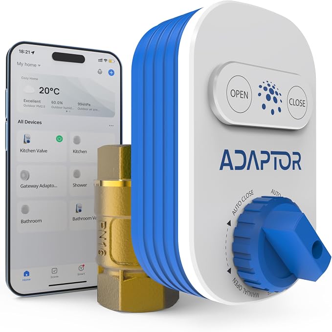 Smart Zigbee 3.0 Water Shut Off Valve 3/4" | Automatic Shut Off Valve for Leak Detection Sensors, Tuya Smart Compatible, Requires Zigbee Hub & Sensors | IP55 Waterproof, Built-in Capacitor