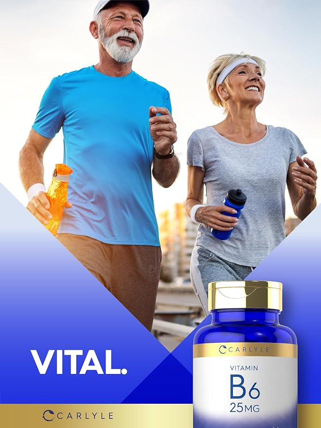 Carlyle Vitamin B6 | 25 mg | 250 Tablets | Supplement for Women and Men | as Pyridoxine Hydrochloride | Vegetarian, Non-GMO, and Gluten Free