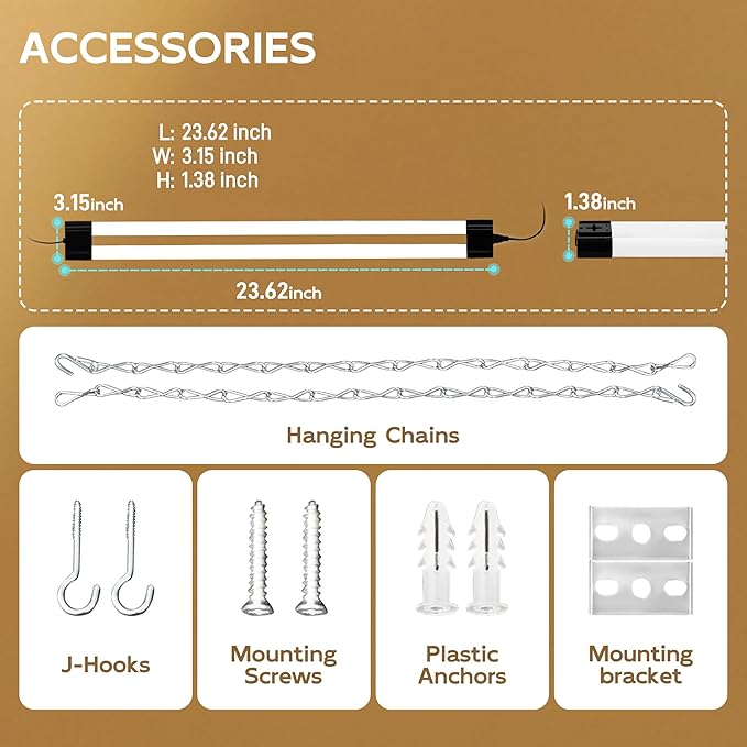 hykolity 6 Pack LED Shop Light, 2FT 22W [200W Equivalent], 2400lm, 5000K Daylight, with Plug,Linkable Led Garage Ceiling Lights, Workshop,Hanging or Surface Mount, Black