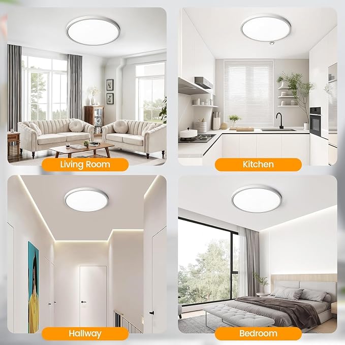 TALOYA 6-Pack 10 Inch Flush Mount LED Ceiling Light Fixture, 5CCT, White | 100–240 VAC Input,Edge-Lit Low Profile Round Design Ideal for Bedroom,Bathroom,Kitchen,Laundry,Closet