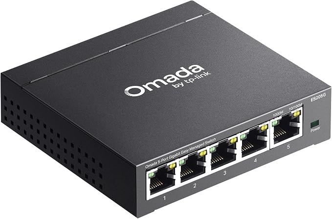 TP-Link Omada 5 Port Gigabit Easy Managed, Switch, VLAN, Auto Loop Prevention, IGMP Snooping, Fanless, Managed by Omada, Durable Metal w/Shielded Ports(ES205G)