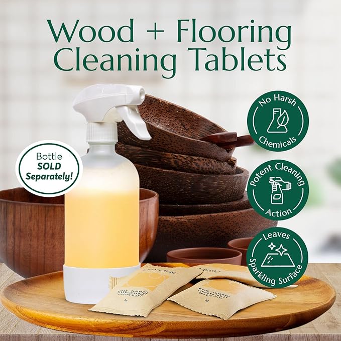 Tablettes de nettoyage pour bois et sols CLEANOMIC (6 unités) - Tablettes nettoyantes multi-usages pour la maison (parfum orange)
