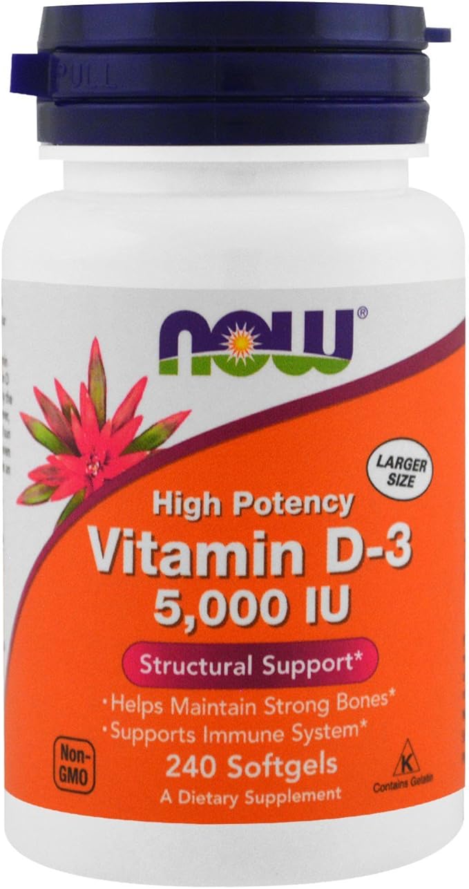 Now Vitamine D-3 5000 UI, 240 Gélules, Lot de 3