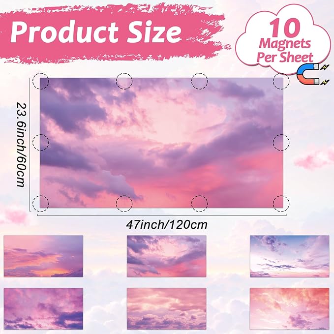 12 Pcs Fluorescent Light Covers with 120 Magnets Decorative for Classroom Ceiling Light 4 x 2 Feet Magnetic Light Covers Filter Easy Install for Office Hospitals & Home Drop Ceiling Supplies(Sunset)