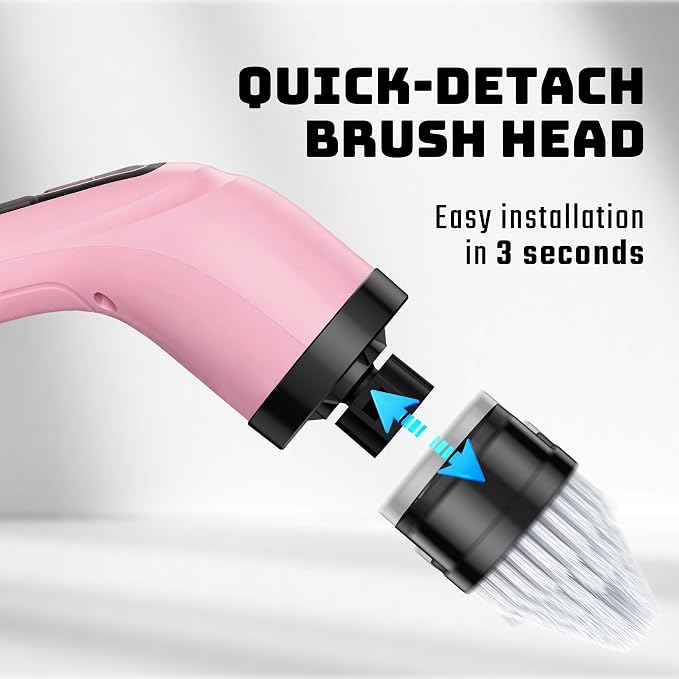 Electric Spin Scrubber - Cordless Bathroom Scrubber with 7 Brush Heads | Dual Speed IPX7 Waterproof Power Scrubber for Heavy-Duty Bathtub, Glass, Tile, and Car Cleaning