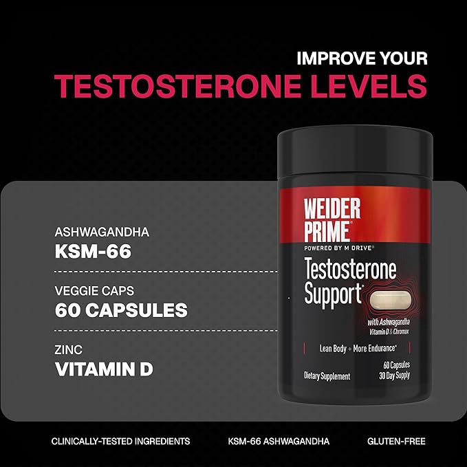 Weider Prime | Support for Men | - Supports Energy, Strength, Focus, Stress, Lean Muscle - 60 Capsules
