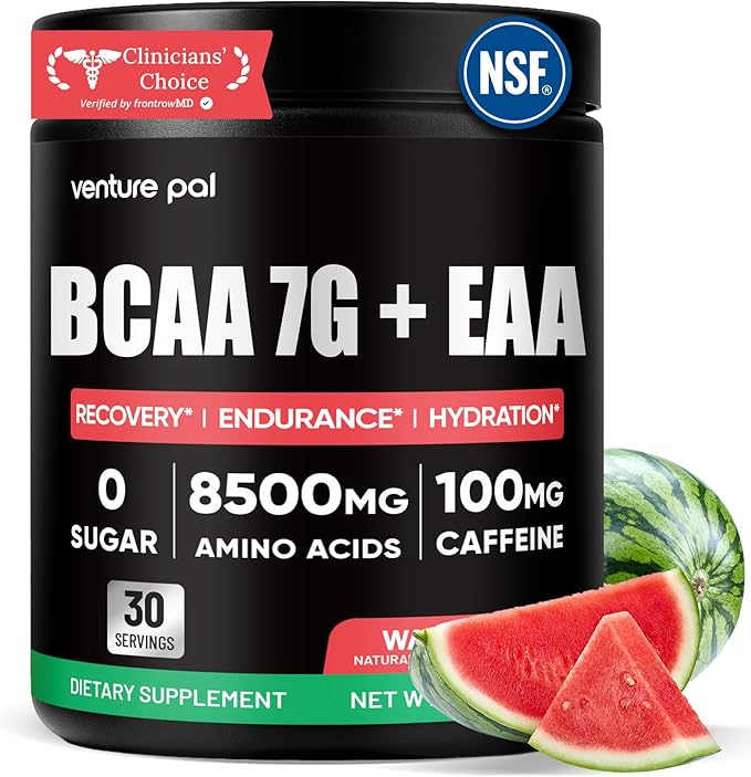 Sugar Free 7g BCAA + EAA Powder | Supports Muscle Recovery, Growth, Strength & Endurance – 10 Essential Amino Acids with L-Glutamine, Caffeine, Vitamin & Electrolyte for Energy & Hydration