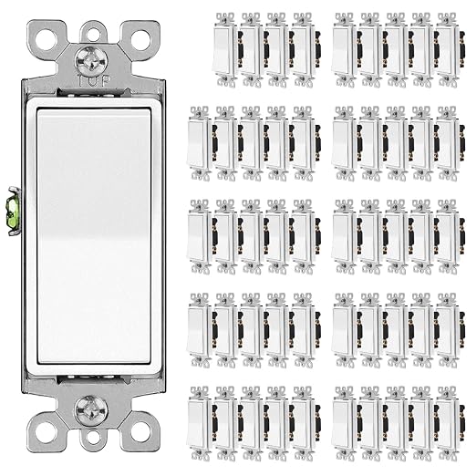 CML 3 Way Decorator Paddle Rocker Wall Light Switch, Single Pole or Three Way, 15A 120/277V, 3-Year Warranty, Gloss White