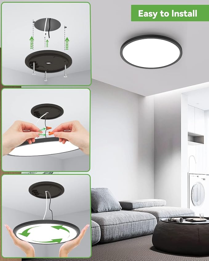 zemty 8Pack 12 Inch LED Ceiling Light Flush Mount, 24W 3200Lumens 5 CCT Adjustable (3000K-6500K), Round Bright Light Fixture for Bedroom Kitchen Bathroom Hallway Closet