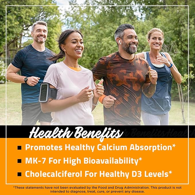 Capsules de Vitamine D3 K2 FarmHaven - 5000 UI D3 et 100 mcg K2 - Cholecalciférol MK7 avec Mélange de Fruits et Légumes - Supplément de Vitamine D K2 pour le Système Immunitaire et la Santé Cardiaque - Végétarien, Sans OGM, 90 Gélules