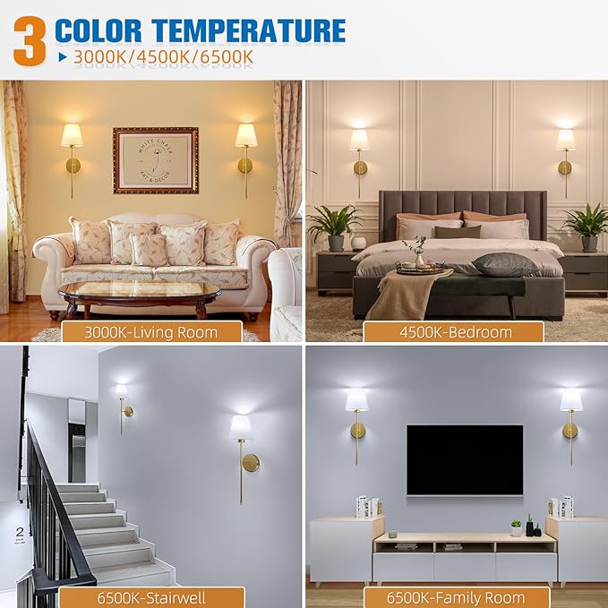 NIORSUN 19.9 inch Battery Operated Wall Sconce Set of 2,Gold Rechargeable Wall Lights with 10400mAh Dimmable Detachable Bulbs and Remote,10 Colors Wireless Sconces for Bedroom Living Room Hallway