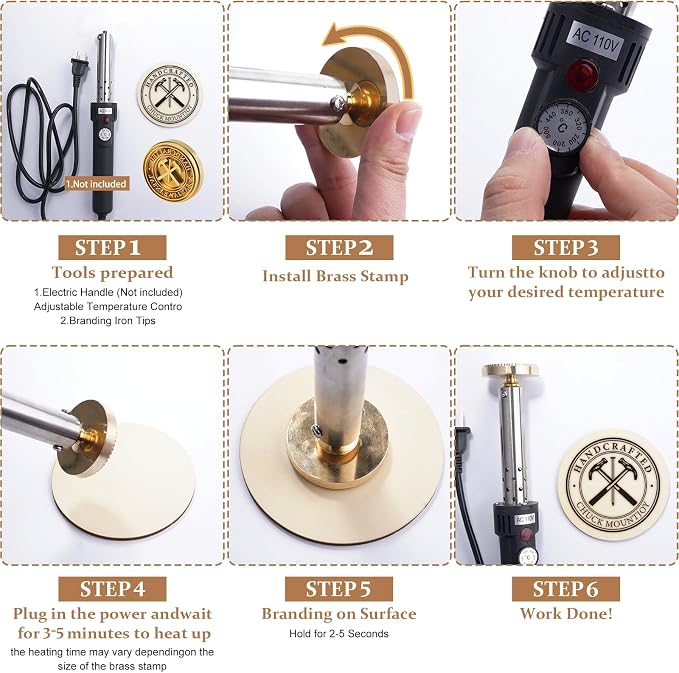 Custom Electric Branding Iron Tips for Wood, Personalized Wood Branding Iron Tips, Custom Logo Stamp Handcrafted Design Woodworking Tools Gifts for Woodworking Lovers (Branding Iron Tips)