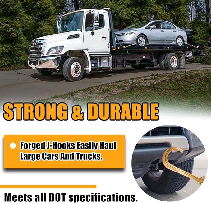 Grade 80 Chain V-Bridle | 5/16In x 2Ft Towing Chains Bridle with J Hooks and Grab Hooks | Tow Chain 5,400LBS Safe Working Load | for Flatbed Truck Rollback Wrecker Carrier