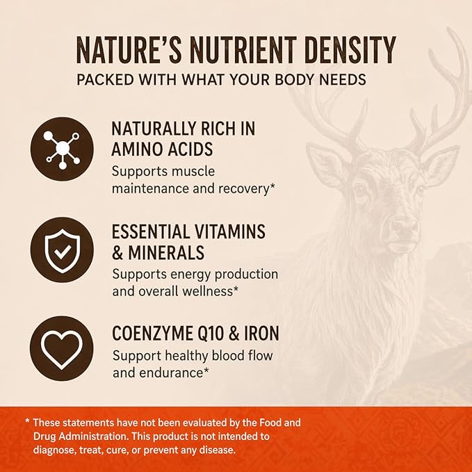 Reindeer Organ Supplement for Men, Arctic Herb & Reindeer Organ Blend, Daily Support for Energy, Stamina & Overall Wellness 60 Capsules