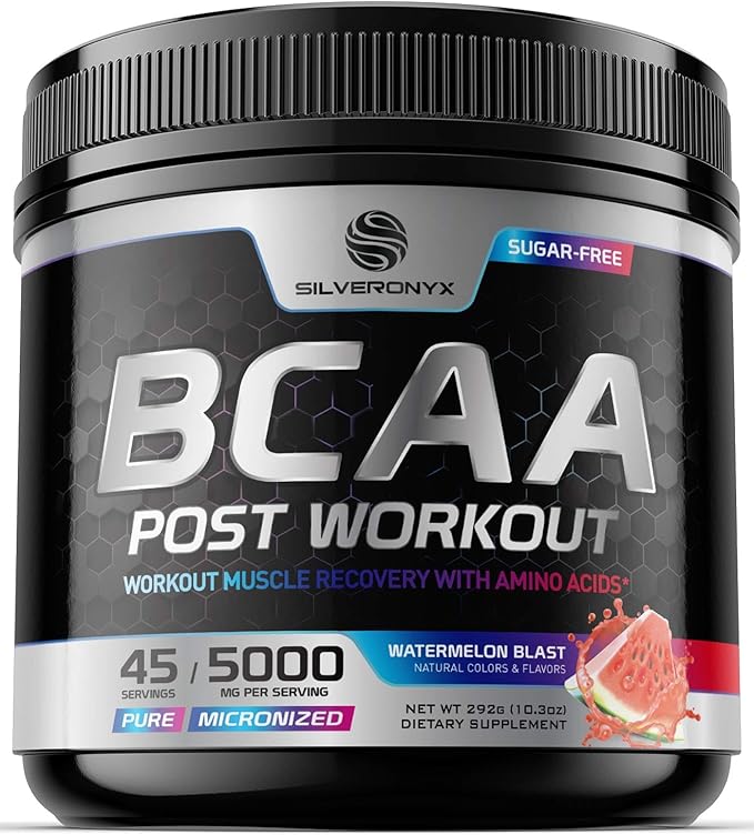 Post Workout Recovery Powder with BCAA - Extra Strength Muscle Recovery Drink Mix with L-Glutamine & Amino Acids - Sugar Free After Workout Hydration Powder Supplement - Watermelon Blast - 45 Servings