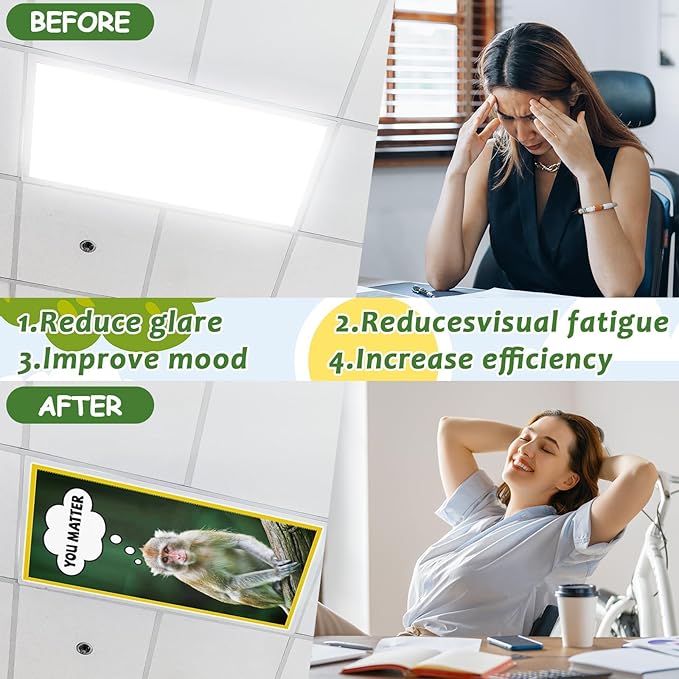 8 Pcs Fluorescent Light Covers with 80 Magnets Decorative for Classroom Ceiling Lights 4 x 2 Feet Magnetic Light Cover Filter Easy Install for Office Hospitals Drop Home Ceiling Supplies (Animal)
