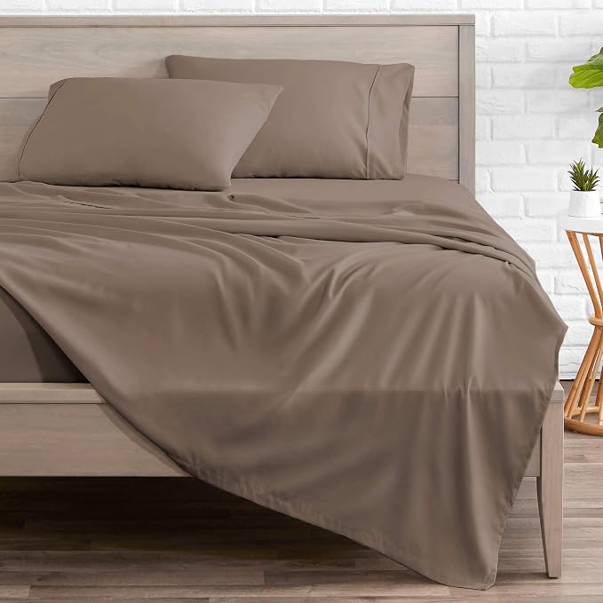 Bare Home Full Sheet Set - 1800 Ultra-Soft Microfiber Full Bed Sheets - Double Brushed - Deep Pockets - Easy Fit - 4 Piece Set - Bedding Sheets & Pillowcases (Full, Taupe)