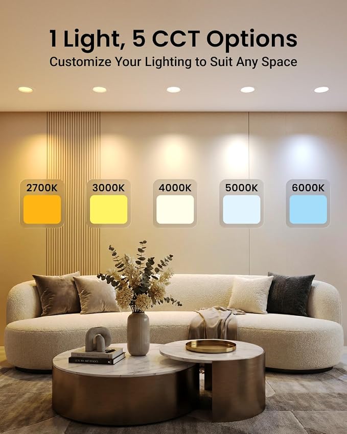 Sunco 24 Pack Retrofit LED Recessed Lighting 6 Inch, Downlight Can Lights for Ceiling, 1050 LM, 2700K/3000K/3500K/4000K/5000K, Dimmable, Baffle Trim, 13W=75W, 50000 Lifetime Hours, Damp Rated UL