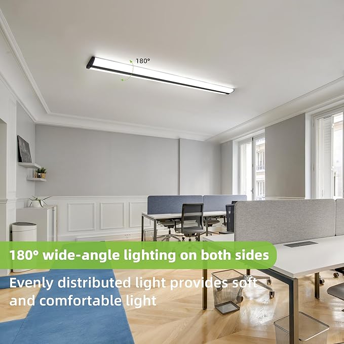 Hykolity 4FT LED Wraparound Light with 3 Wattages/3 Lumens/3 CCT Selectable, 55W/65W/75W, 5500lm/6500lm/7500lm, 3000K/4000K/5000K Flush Mount Ceiling Light for Office Kitchen, ETL, 4 Pack
