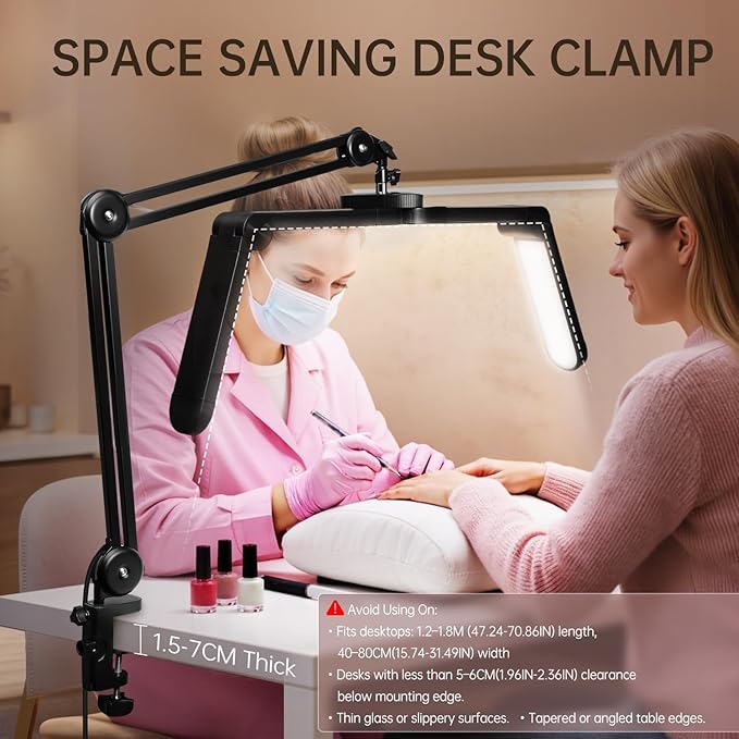 Half Moon Light, 34.65" 36W Foldable Light for Nail Desk LED Lamp for Nail Tech, 3000K-6000K Stepless Dimmable Esthetician Light for Nail, Salon, Tattoo