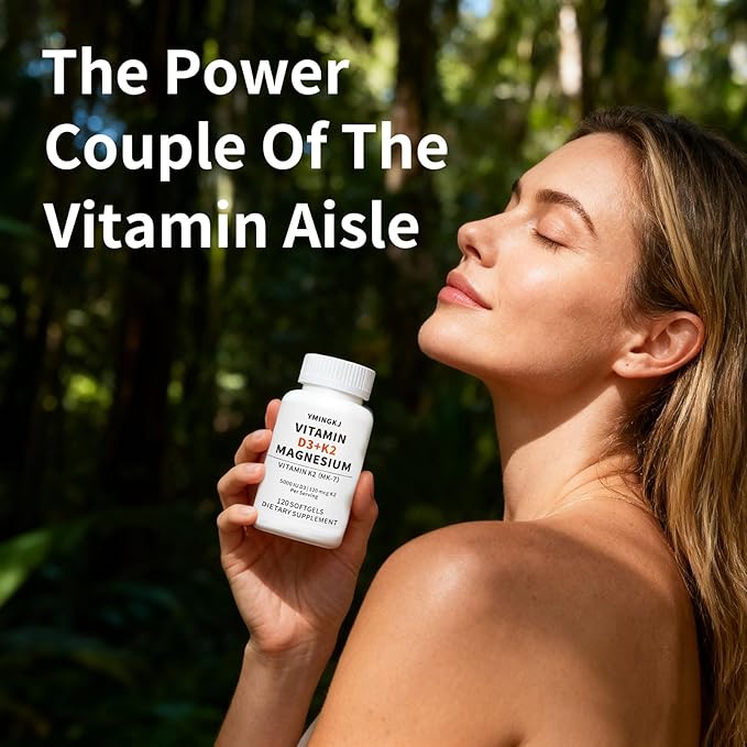 Vitamine D3 K2 5000 UI 120 Gélules avec Supplément de Magnésium - et 120mcg MK-7 K2 pour la Santé Osseuse et le Soutien Immunitaire - Gélules Non-OGM et Sans Gluten avec Huile TCM
