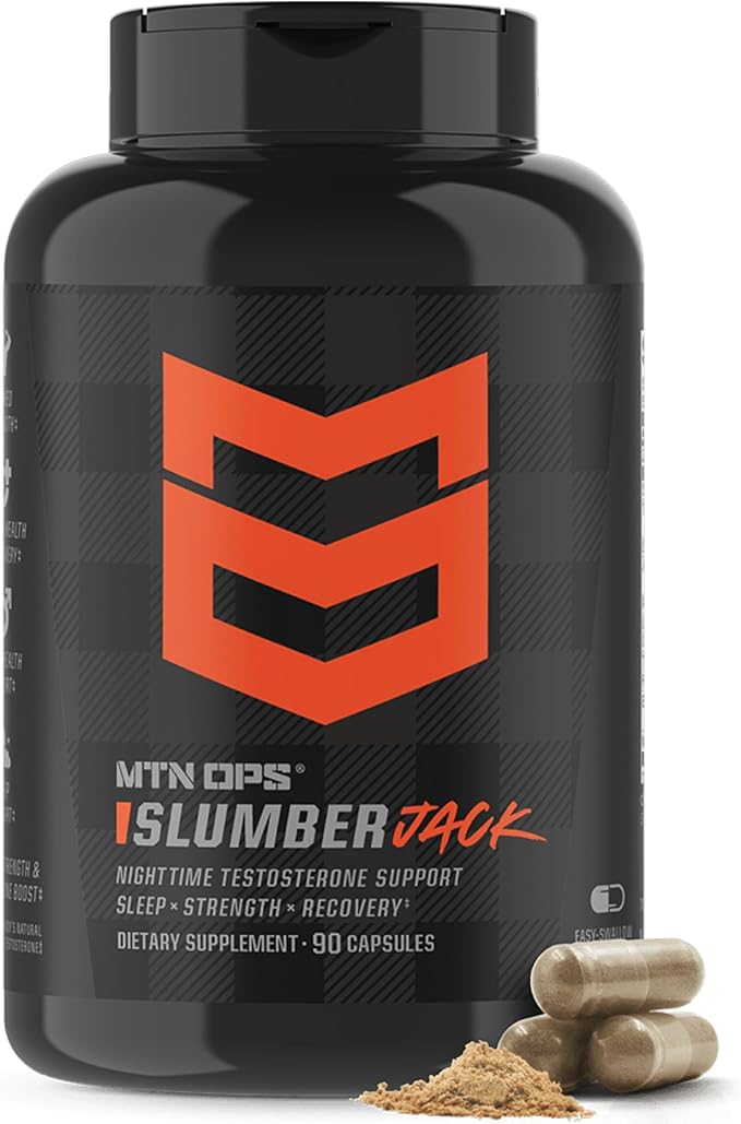 MTN OPS Slumber Jack Nighttime Testosterone Support for Men Sleep & Recovery Supplement with Ashwagandha, GABA, Melatonin & Tesnor, 30 Servings