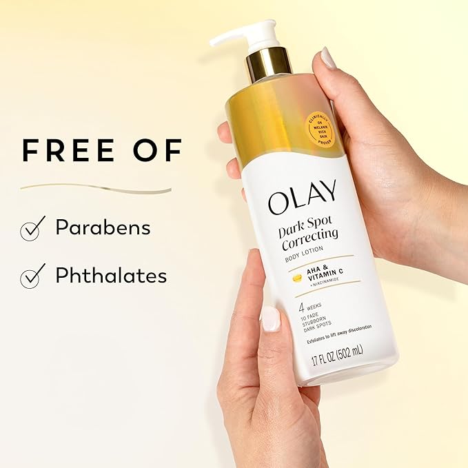 Olay 女性用ボディローション、AHAセラム配合で肌のトーンを均一に整え、肌の変色を目立たなくする、24時間潤いと水分を補給、速攻吸収フォーミュラ、ビタミンB3複合体、全ての肌タイプに、500ml